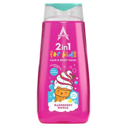 Astonish 2 in 1 for Kids Hair & Body Wash Raspberry Ripple 400ml