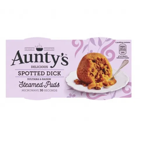 Auntys Spotted Dick Puddings 2 Pack 190G