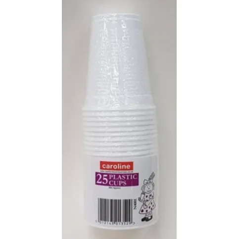 Caroline Plastic White Cups 25pk