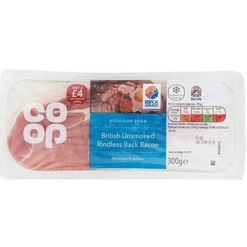 Co Op Outdoor Bred British Unsmoked Back Bacon 280g