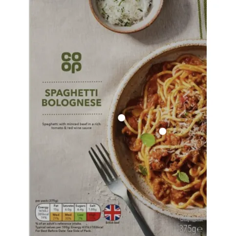 Coop Spaghetti Bolognese Frozen 375g