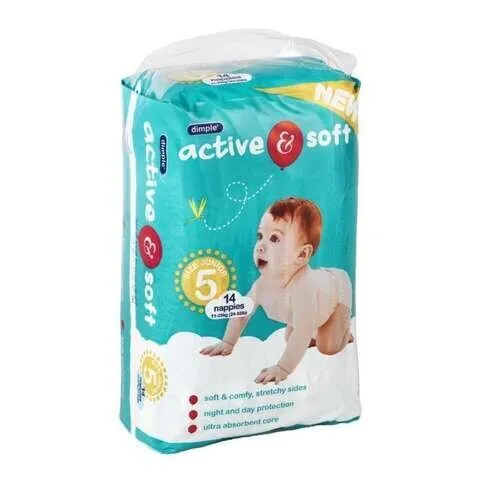 Dimple Baby Nappies 14 Pack - Size 5