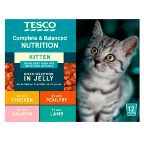 Tesco Kitten Food Mixed Selection In Jelly 12X100g
