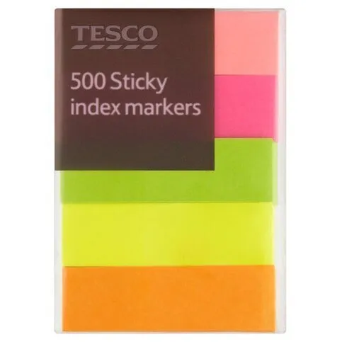 Tesco Sticky Index Markers 100 sheet 5 pack