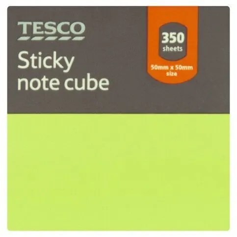 Tesco Sticky Notes Cube 76mmx76mm 350 Sheets