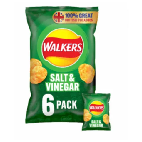Walkers Salt & Vinegar Multipack Crisps 6x25g